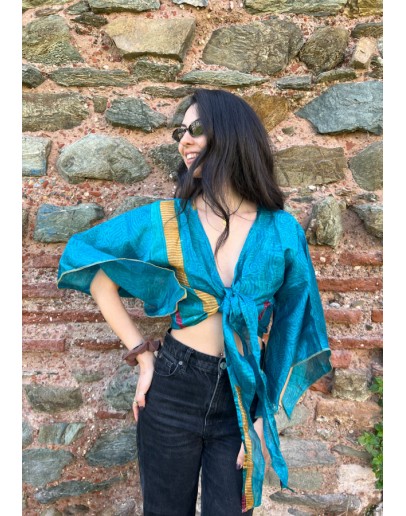 Silk wrap printed top 