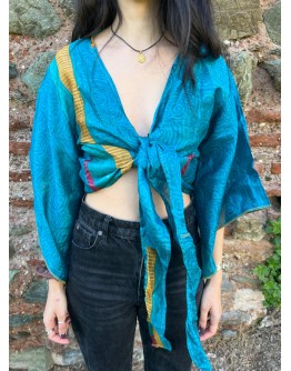 Silk wrap printed top 