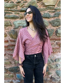 Silk wrap printed top 