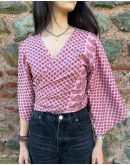 Silk wrap printed top 