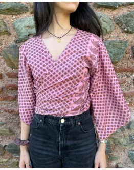 Silk wrap printed top 