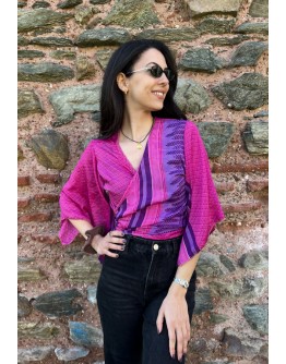Silk wrap printed top 