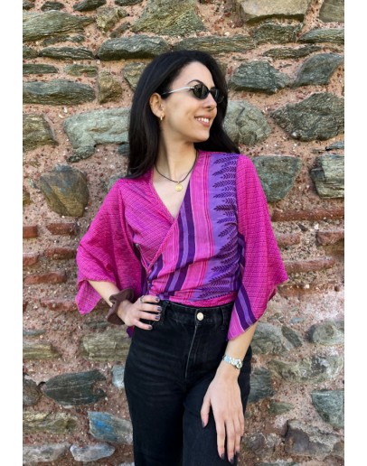 Silk wrap printed top 