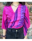 Silk wrap printed top 