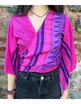 Silk wrap printed top 