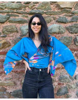 Silk wrap printed top 