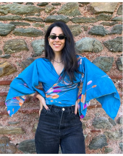 Silk wrap printed top 