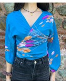 Silk wrap printed top 