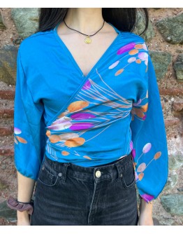 Silk wrap printed top 