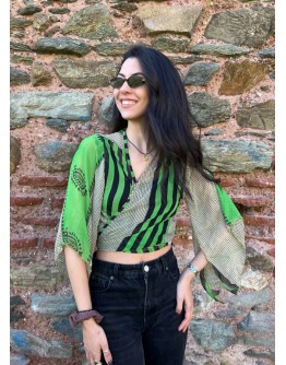 Silk wrap printed top 