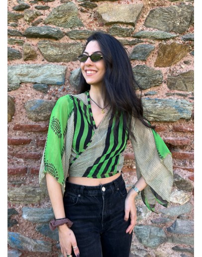 Silk wrap printed top 