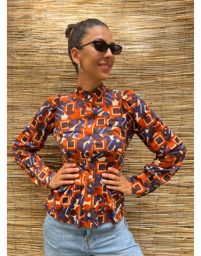 Vintage printed 70's shirt S