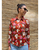 Vintage floral 70's shirt M