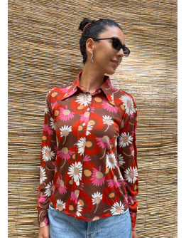 Vintage floral 70's shirt M