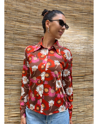 Vintage floral 70's shirt M