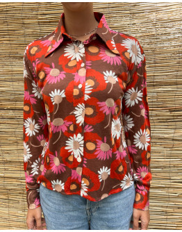 Vintage floral 70's shirt M