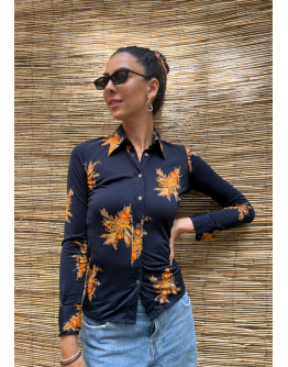 Vintage floral 70's shirt XS