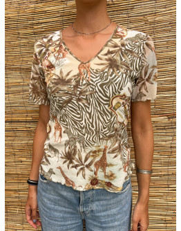 Vintage Y2K άνιμαλ πριντ top S-M