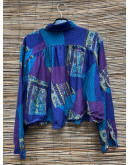 Vintage 90's εμπριμέ cropped πουκάμισο XL