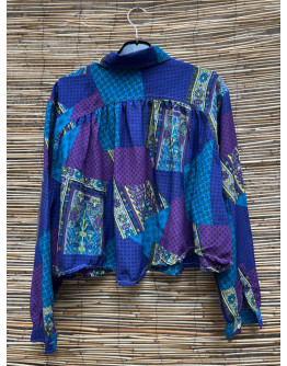 Vintage 90's εμπριμέ cropped πουκάμισο XL