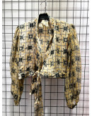 Vintage printed wrap top 