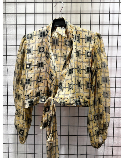 Vintage printed wrap top 