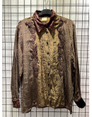 Vintage printed shirt with velvet and shiny details XL