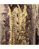 Vintage printed shirt with velvet and shiny details XL