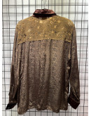 Vintage printed shirt with velvet and shiny details XL