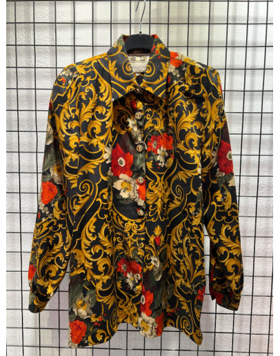 Vintage woollen printed shirt L-XL