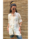 Vintage semi see through floral shirt L