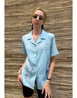 Vintage top με κεντημένες λεπτομέρειες Μ