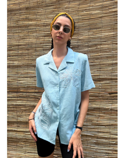Vintage top με κεντημένες λεπτομέρειες Μ