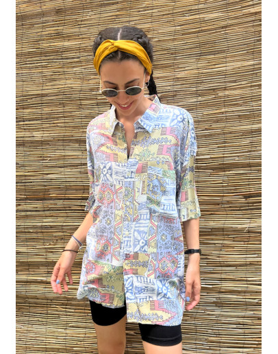 Vintage unisex εμπριμέ πουκάμισο M