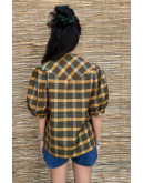 Vintage plaid top with shiny details L