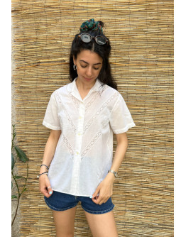 Vintage white top with embroidery XL