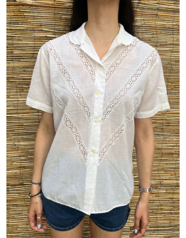 Vintage white top with embroidery XL
