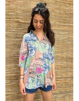 Vintage printed shirt XL