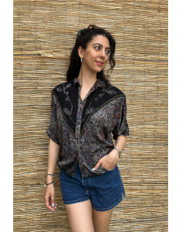 Vintage printed top with embroidery ΧL