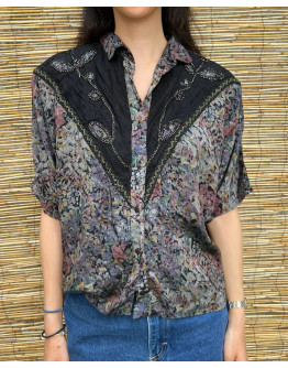 Vintage printed top with embroidery ΧL