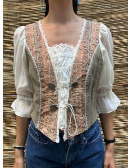 Vintage λινό τυρολέζικο top Μ-L