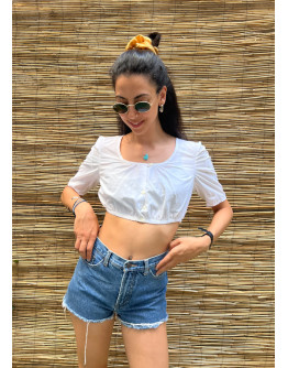 Vintage cropped λευκό top M