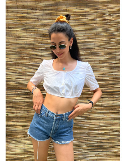 Vintage cropped λευκό top M