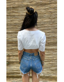 Vintage cropped λευκό top M
