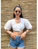 Vintage cropped λευκό top S-M