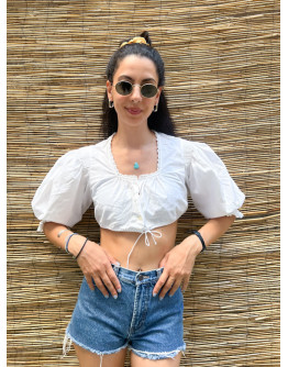 Vintage cropped λευκό top S-M