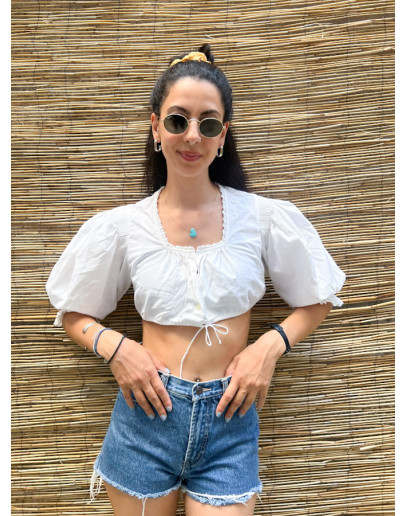 Vintage cropped λευκό top S-M