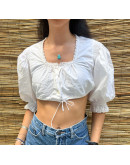 Vintage cropped λευκό top S-M