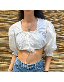 Vintage cropped λευκό top S-M