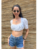Vintage cropped λευκό top S